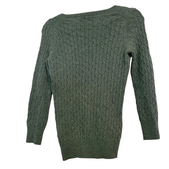 Banana Republic Womens Pullover Sweater XS Green Cashmere Wool Ribbed V-Neck - Picture 3 of 7